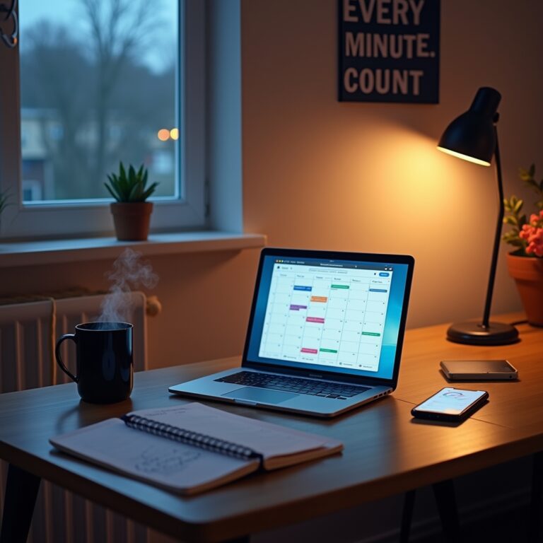 Clock with productivity tools and calendar around it