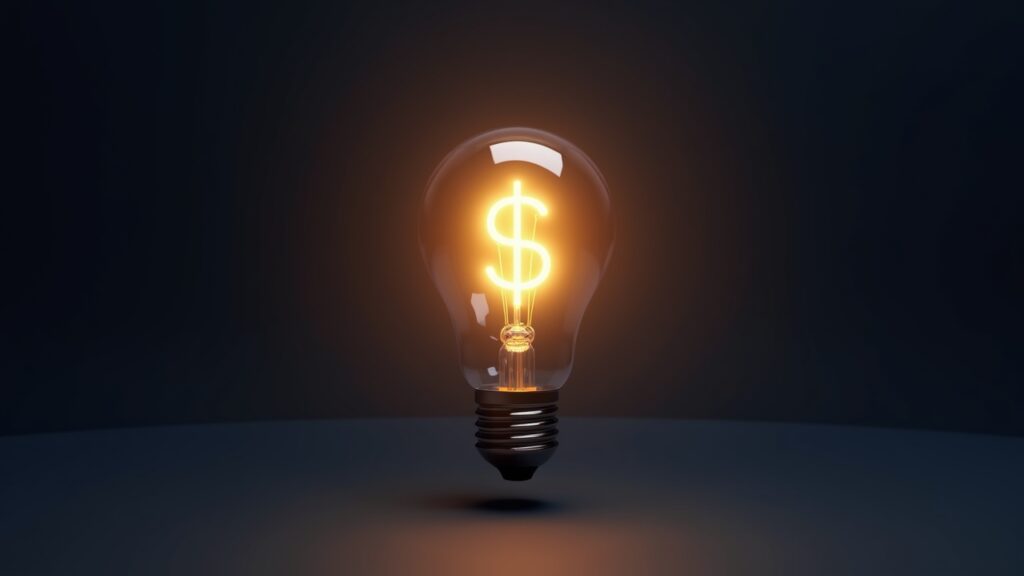 Lightbulb with dollar sign inside representing free business ideas
