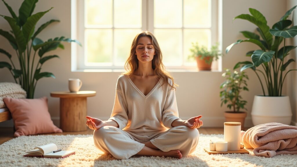 Person taking break with self-care activities