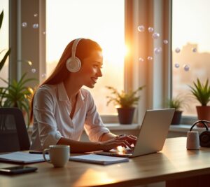 Home office setup for virtual assistant work