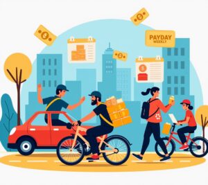 Calendar with weekly payday circles marked